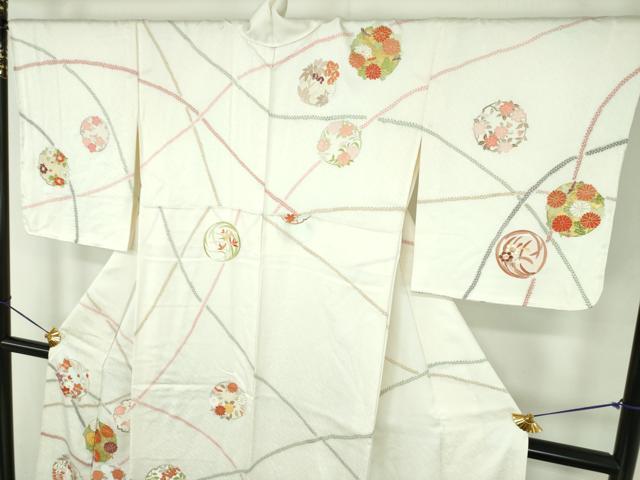 平和屋着物●訪問着　駒刺繍　吉祥花丸文　金彩　正絹　逸品　未使用　DABE5128ps