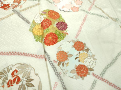 平和屋着物●訪問着　駒刺繍　吉祥花丸文　金彩　正絹　逸品　未使用　DABE5128ps