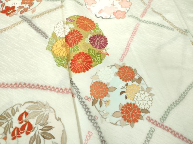 平和屋着物●訪問着　駒刺繍　吉祥花丸文　金彩　正絹　逸品　未使用　DABE5128ps