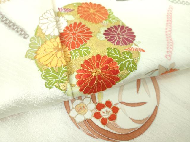 平和屋着物●訪問着　駒刺繍　吉祥花丸文　金彩　正絹　逸品　未使用　DABE5128ps