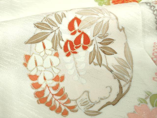 平和屋着物●訪問着　駒刺繍　吉祥花丸文　金彩　正絹　逸品　未使用　DABE5128ps