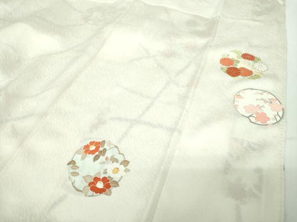 平和屋着物●訪問着　駒刺繍　吉祥花丸文　金彩　正絹　逸品　未使用　DABE5128ps