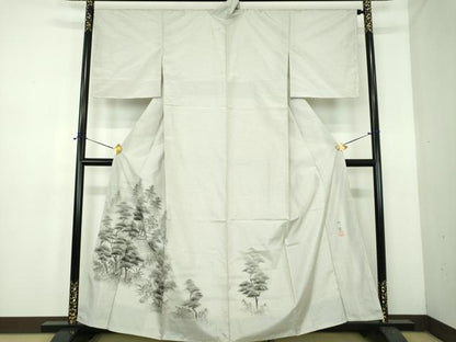 平和屋着物●本場染大島紬　訪問着　作家物　手描き　風景文　正絹　逸品　未使用　DABE5129ps
