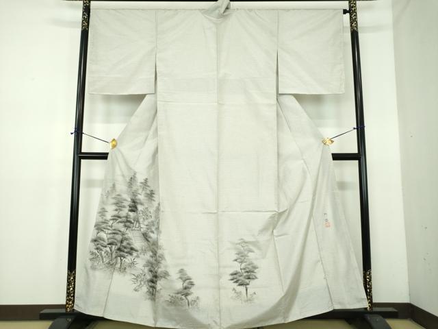 平和屋着物●本場染大島紬　訪問着　作家物　手描き　風景文　正絹　逸品　未使用　DABE5129ps