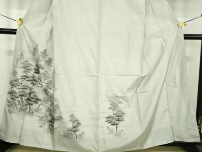 平和屋着物●本場染大島紬　訪問着　作家物　手描き　風景文　正絹　逸品　未使用　DABE5129ps