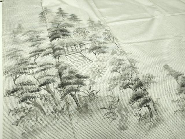 平和屋着物●本場染大島紬　訪問着　作家物　手描き　風景文　正絹　逸品　未使用　DABE5129ps