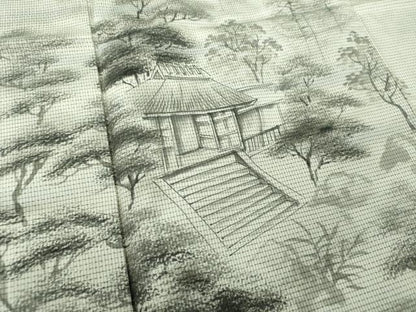 平和屋着物●本場染大島紬　訪問着　作家物　手描き　風景文　正絹　逸品　未使用　DABE5129ps
