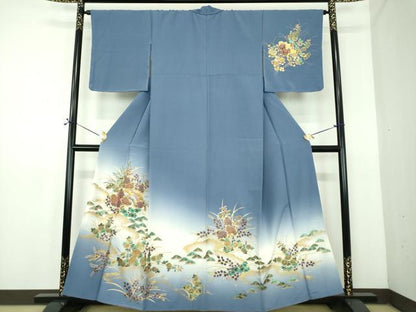 平和屋着物●訪問着　雲取り扇面花文　暈し染め　金彩　正絹　逸品　未使用　DABE5132ps