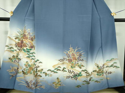 平和屋着物●訪問着　雲取り扇面花文　暈し染め　金彩　正絹　逸品　未使用　DABE5132ps