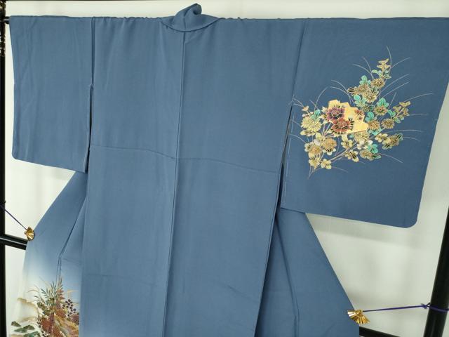 平和屋着物●訪問着　雲取り扇面花文　暈し染め　金彩　正絹　逸品　未使用　DABE5132ps