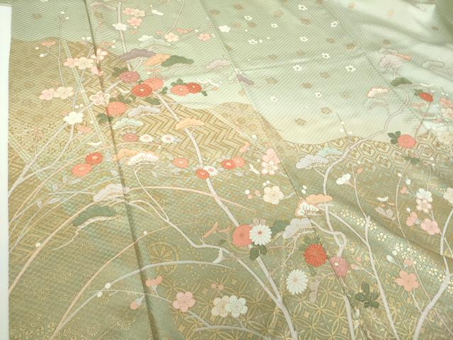 平和屋着物●訪問着　舞桜　吉祥花文　金彩　正絹　逸品　DABE5136ps