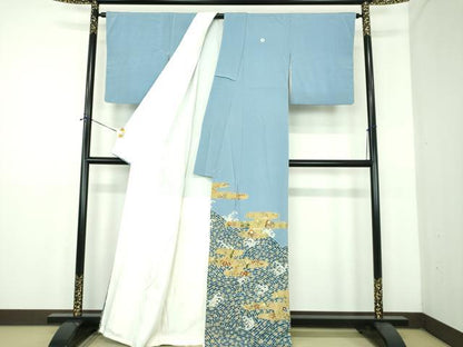 平和屋着物●豪華色留袖　刺繍　立波霞花文　金彩　正絹　逸品　DABE5138ps