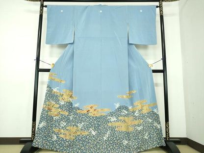 平和屋着物●豪華色留袖　刺繍　立波霞花文　金彩　正絹　逸品　DABE5138ps