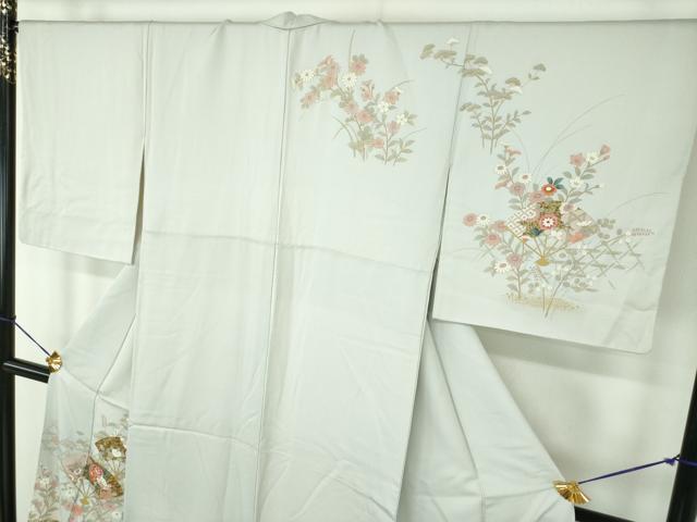 平和屋着物●訪問着　扇面宝尽くし舞蝶花文　暈し染め　金彩　正絹　逸品　DABE5139ps