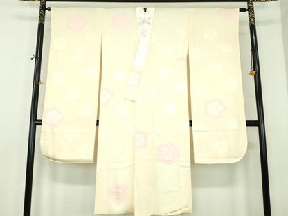 平和屋着物●上質な長襦袢　袷　半衿刺繍　絞り　舞梅　正絹　逸品　DABE5145ps