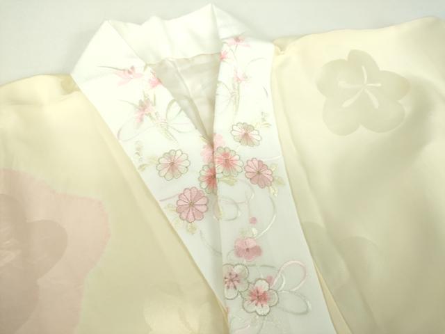 平和屋着物●上質な長襦袢　袷　半衿刺繍　絞り　舞梅　正絹　逸品　DABE5145ps
