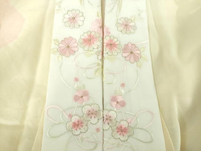 平和屋着物●上質な長襦袢　袷　半衿刺繍　絞り　舞梅　正絹　逸品　DABE5145ps