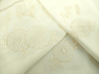 平和屋着物●上質な長襦袢　無双仕立て　菊唐草　生成色　正絹　逸品　DABE5148ps