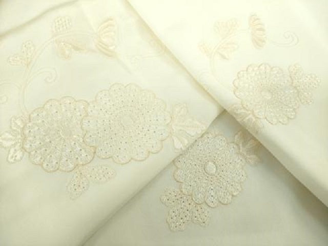 平和屋着物●上質な長襦袢　無双仕立て　菊唐草　生成色　正絹　逸品　DABE5148ps