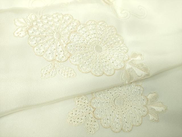 平和屋着物●上質な長襦袢　無双仕立て　菊唐草　生成色　正絹　逸品　DABE5148ps