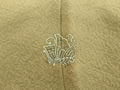 平和屋着物●本加賀友禅作家　直江良三監修　色無地　鶸茶色　正絹　逸品　DABE5150ps
