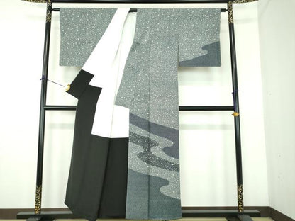 平和屋着物●訪問着　霞文　たたき染め　正絹　逸品　DABE5154ps