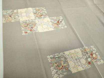 平和屋着物●訪問着　宝尽くし舞蝶花文　金彩　正絹　逸品　DABE5156ps
