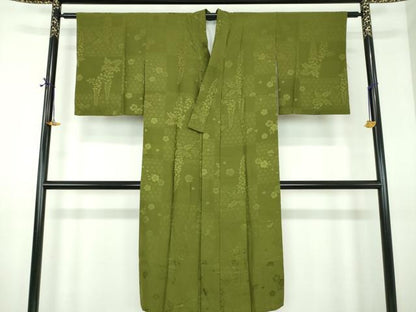 平和屋着物●上質な長襦袢　袷　市松藤花房地紋　濃草色　やまと誂製　正絹　逸品　DABE5162ps
