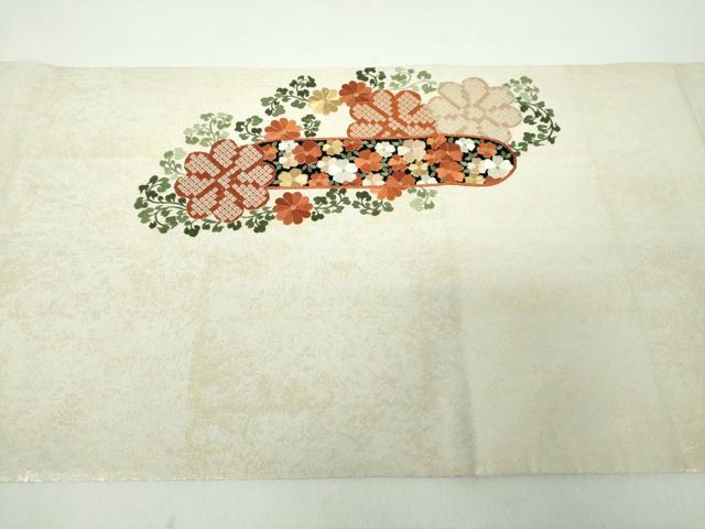 平和屋着物●銀座きしや　太鼓柄袋帯　総刺繍　霞花文　金銀糸　引箔　たとう紙付き　正絹　逸品　DABE5163ps