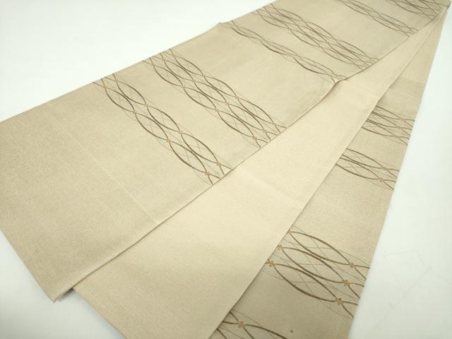 平和屋着物●六通柄袋帯　横段文　金糸　正絹　逸品　DABE5165ps