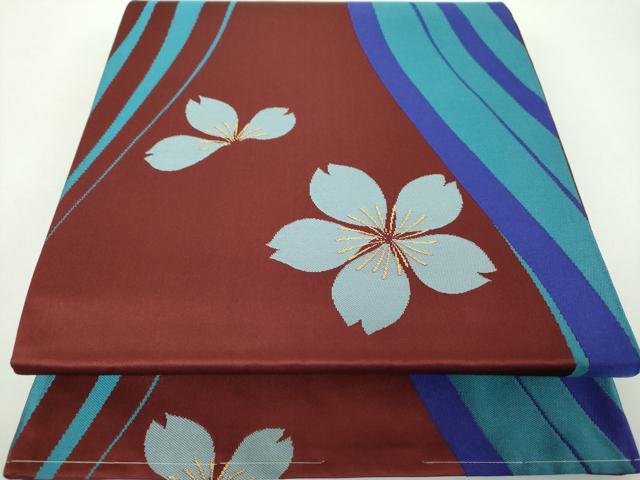 平和屋着物●世界的人形師　辻村寿三郎　ジュサブロー　六通柄袋帯　舞桜　金糸　正絹　逸品　未使用　DABE5167ps
