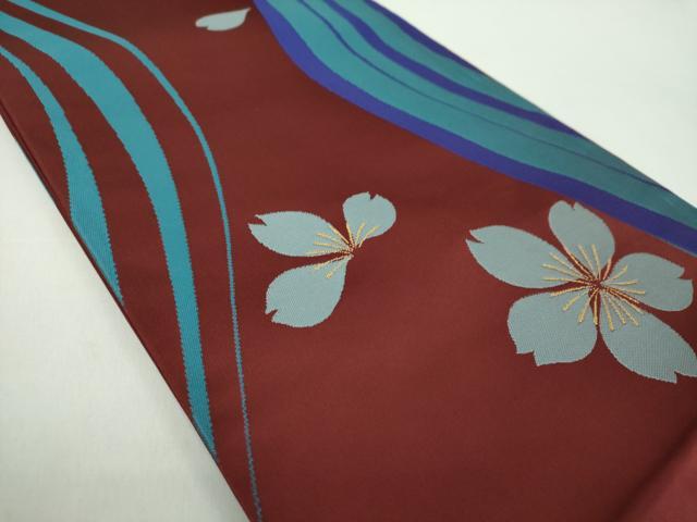 平和屋着物●世界的人形師　辻村寿三郎　ジュサブロー　六通柄袋帯　舞桜　金糸　正絹　逸品　未使用　DABE5167ps