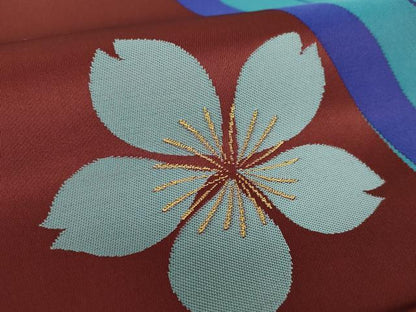 平和屋着物●世界的人形師　辻村寿三郎　ジュサブロー　六通柄袋帯　舞桜　金糸　正絹　逸品　未使用　DABE5167ps