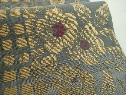 平和屋着物●両面　六通柄袋帯　辻が花　金糸　正絹　逸品　DABE5169ps