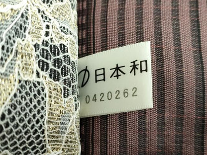 平和屋着物●西陣　じゅらく謹製　両面　太鼓柄袋帯　総レース　更紗花文　金糸　証紙付き　正絹　逸品　DABE5178ps