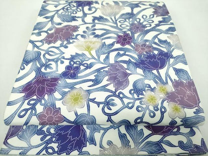 平和屋着物●両面　全通柄袋帯　型染　草花文　やまと誂製　正絹　逸品　DABE5179ps