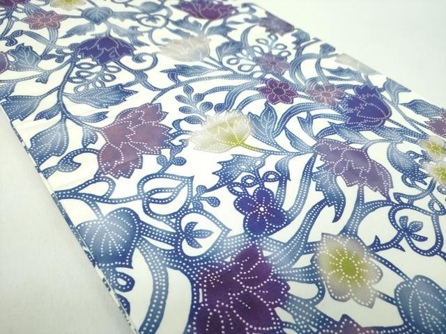 平和屋着物●両面　全通柄袋帯　型染　草花文　やまと誂製　正絹　逸品　DABE5179ps