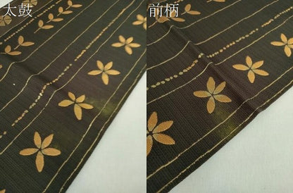 平和屋着物●「美しいキモノ」お馴染みのメーカー　となみ織物　六通柄袋帯　麹塵染　花間道　金糸　正絹　逸品　DABE5189ps
