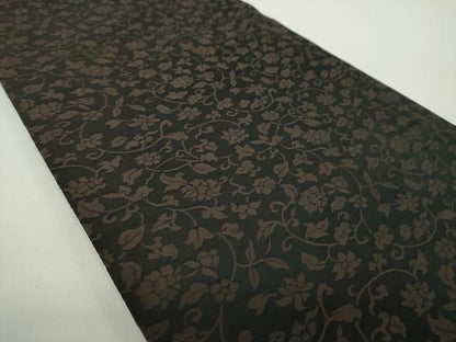 平和屋着物●両面　太鼓柄袋帯　BANKAN　わものや　草花文　銀通し地　正絹　逸品　DABE5193ps