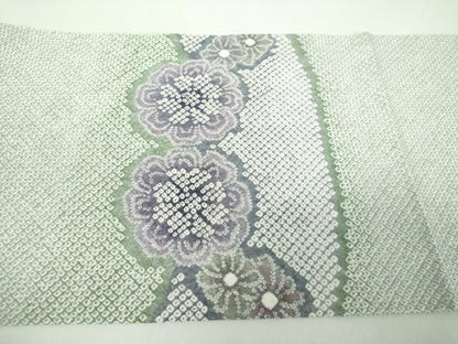 平和屋着物●名門　藤娘きぬたや・総絞り　九寸開き名古屋帯　花菱文　正絹　逸品　DABE5199ps
