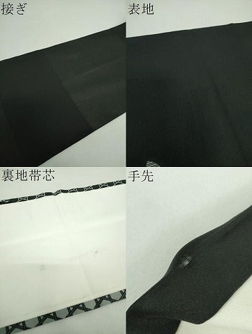 平和屋着物●九寸開き名古屋帯　雪輪重ね更紗花文　黒地　正絹　逸品　DABE5201ps