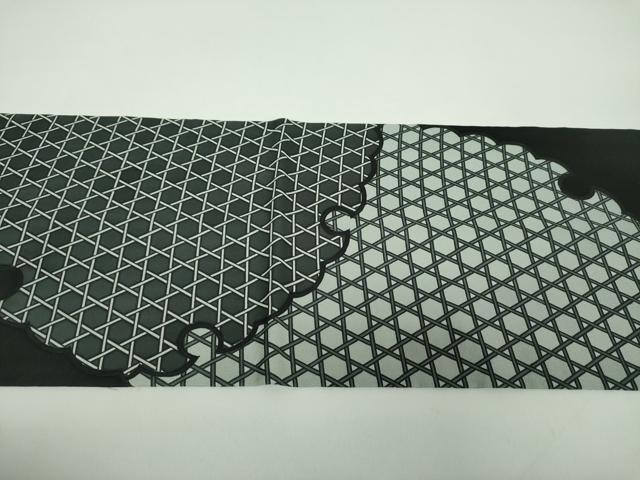 平和屋着物●九寸開き名古屋帯　雪輪重ね更紗花文　黒地　正絹　逸品　DABE5201ps