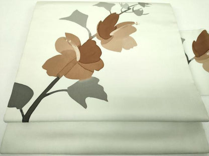 平和屋着物●日展染色作家　高久空木　ろうけつ染　塩瀬　九寸名古屋帯　枝花文　正絹　逸品　DABE5202ps