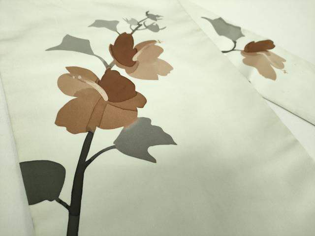 平和屋着物●日展染色作家　高久空木　ろうけつ染　塩瀬　九寸名古屋帯　枝花文　正絹　逸品　DABE5202ps