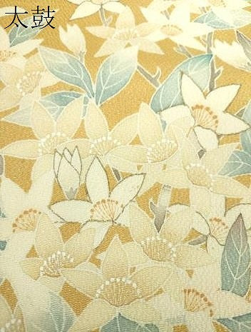 平和屋着物●九寸名古屋帯　枝花文　鬼しぼ縮緬　金彩　正絹　逸品　DABE5204ps