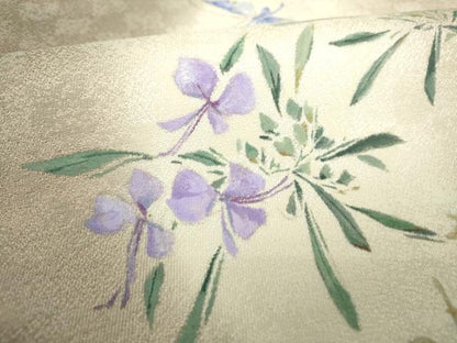 平和屋着物●九寸名古屋帯　作家物　手描き　舞蝶花文　金銀彩　さが美扱い　正絹　逸品　DABE5205ps