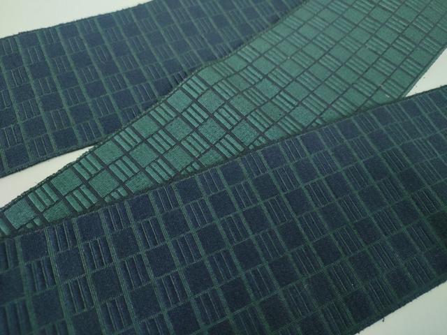 平和屋着物●男性　本場筑前博多織　両面　角帯　格子間道　正絹　逸品　未使用　DABE5215ps