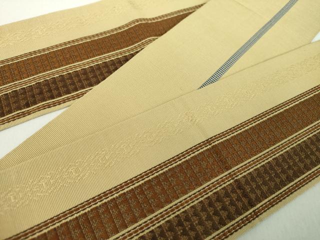 平和屋着物●男性　本場筑前博多織　両面　角帯　献上　間道　正絹　逸品　DABE5221ps