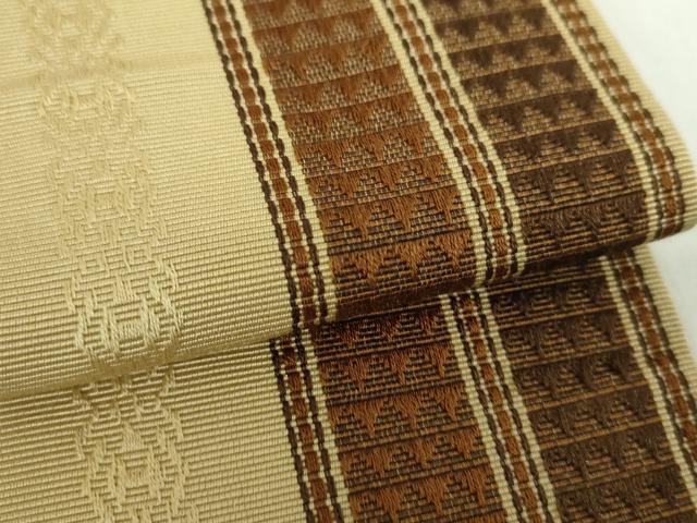 平和屋着物●男性　本場筑前博多織　両面　角帯　献上　間道　正絹　逸品　DABE5221ps