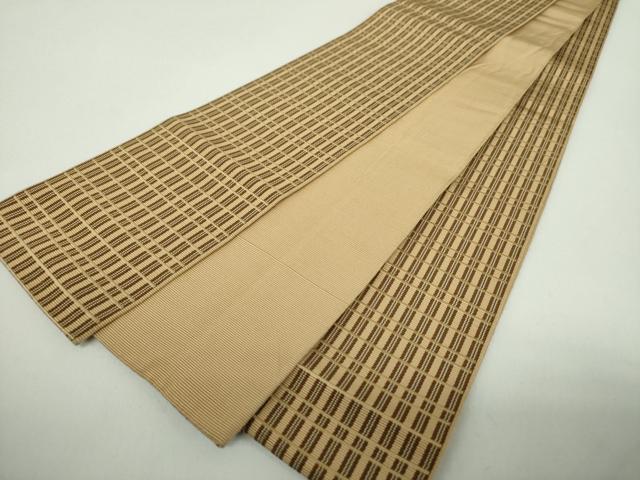 平和屋着物●男性　本場筑前博多織　角帯　格子　正絹　逸品　DABE5223ps